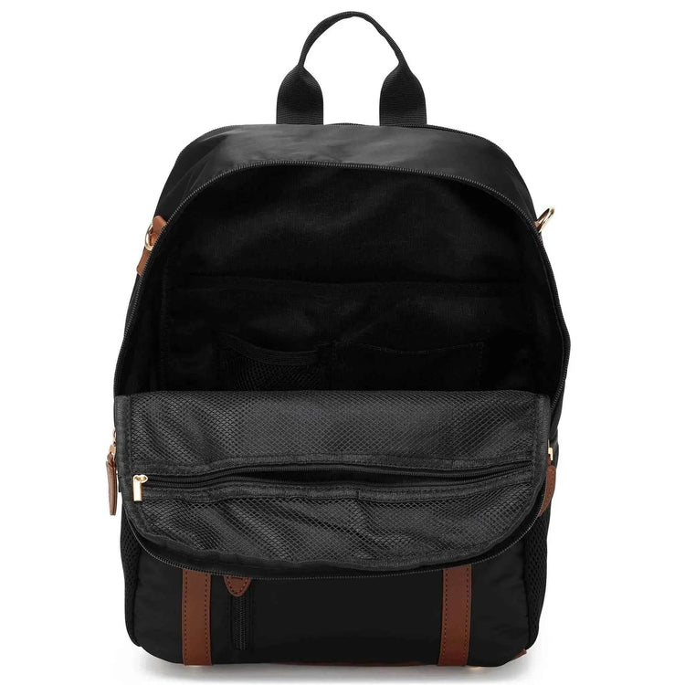 Luxe Journey 18L Twill and Vegan Leather Backpack Backpacks by Travellty