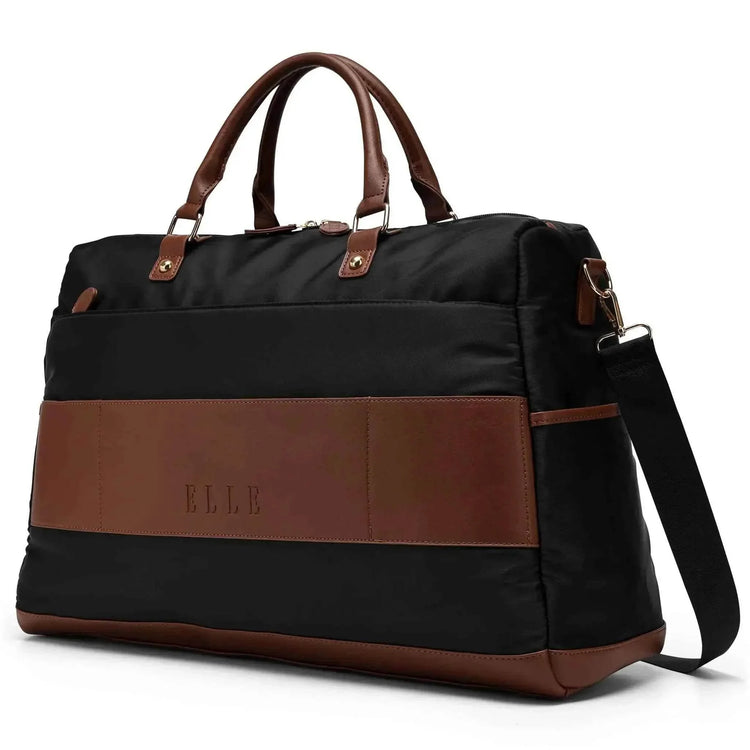 Luxe Journey 30L Twill and Vegan Leather Weekender Duffel Bag Weekender Bags by Travellty