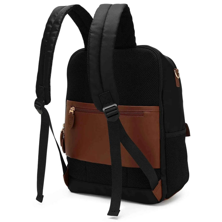 Luxe Journey 18L Twill and Vegan Leather Backpack Backpacks by Travellty