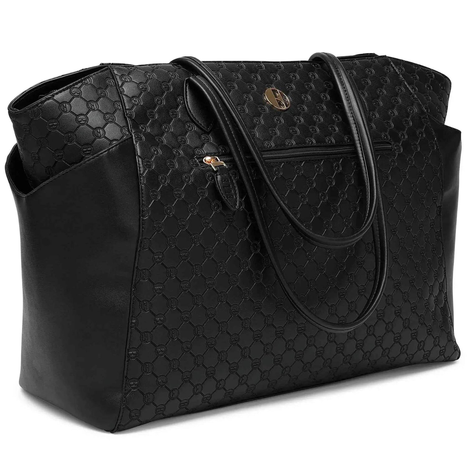Compass 32L Vegan Leather Monogram Weekender Tote Bag Weekender Bags by Travellty