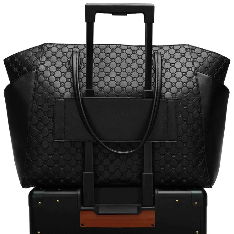 Compass 32L Vegan Leather Monogram Weekender Tote Bag Weekender Bags by Travellty