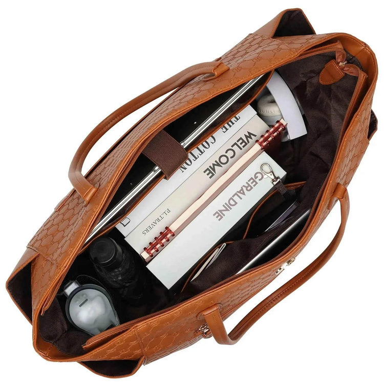 Compass 32L Vegan Leather Monogram Weekender Tote Bag Weekender Bags by Travellty