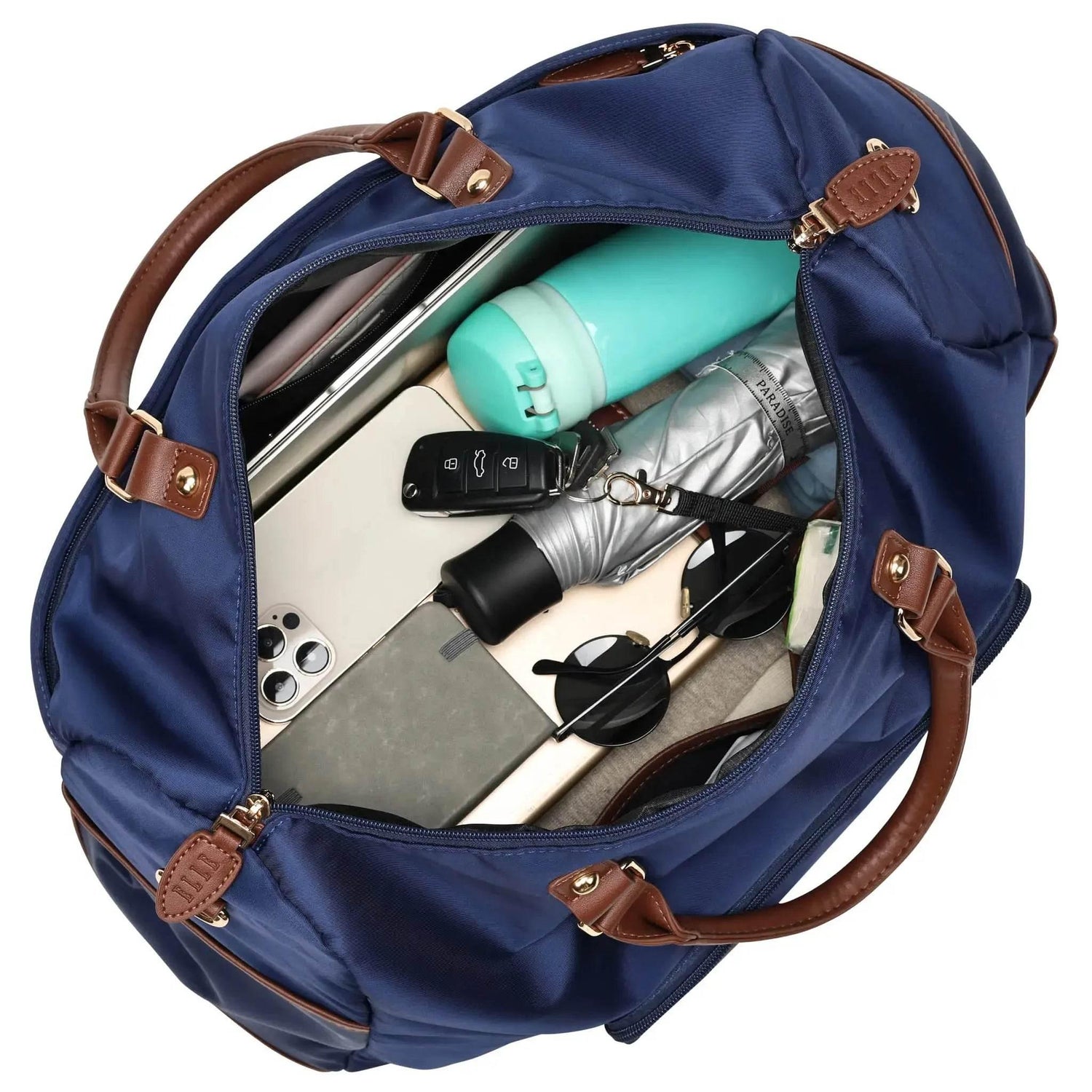 Luxe Journey 30L Twill and Vegan Leather Weekender Duffel Bag Weekender Bags by Travellty