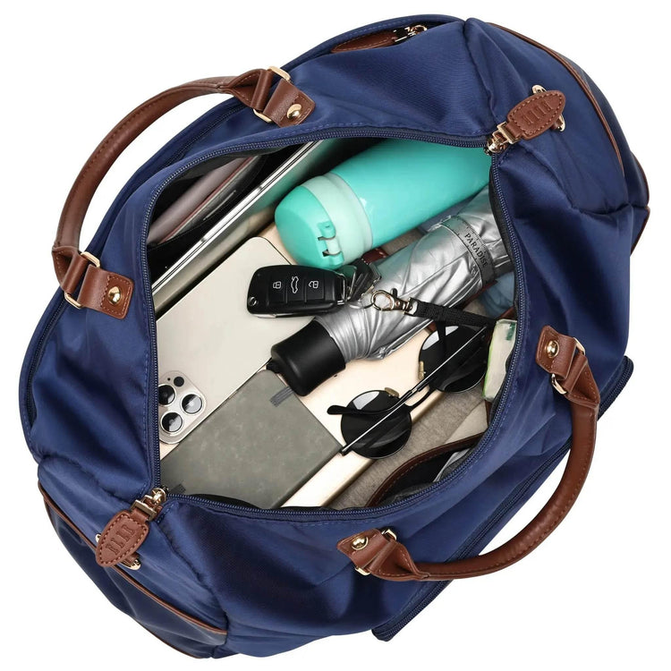 Luxe Journey 30L Twill and Vegan Leather Weekender Duffel Bag Weekender Bags by Travellty