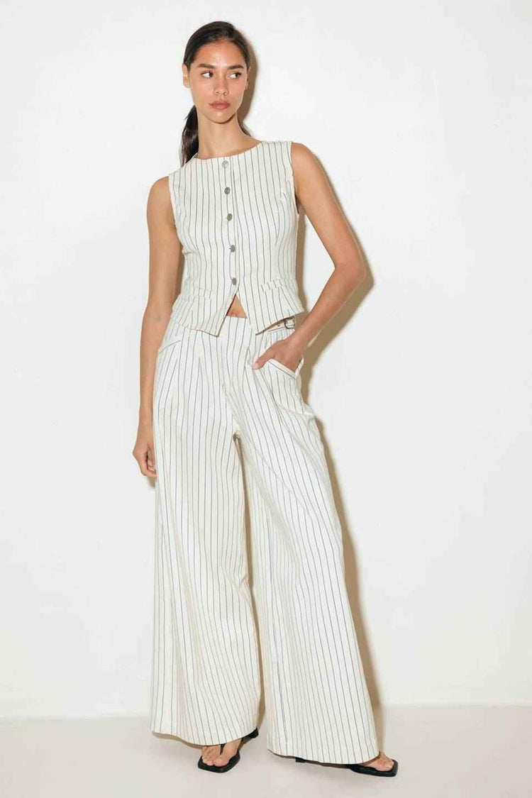 COFFEE RUN STRIPED WOVEN VEST VEST by Flying Tomato