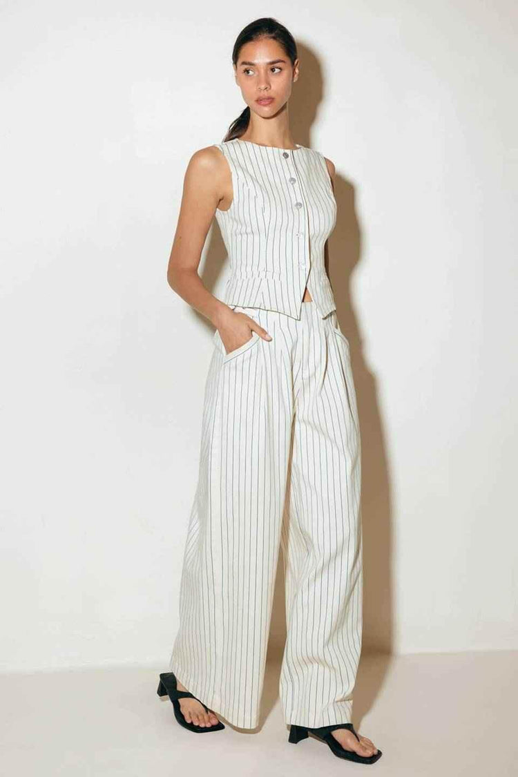 COFFEE RUN STRIPED WOVEN VEST VEST by Flying Tomato