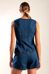 DRIVE-IN MOVIE DENIM VEST VEST by Flying Tomato