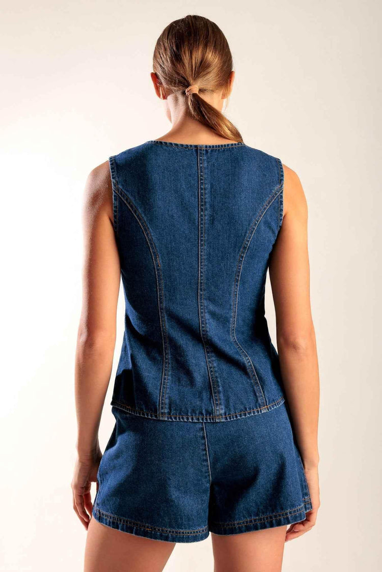 DRIVE-IN MOVIE DENIM VEST VEST by Flying Tomato
