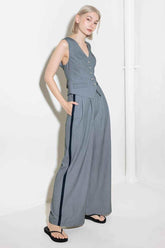SMILE BRIGHT IN GREY WOVEN VEST VEST by Flying Tomato