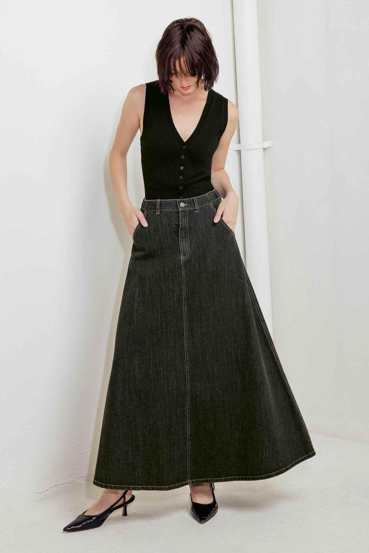 TRADING SECRETS DENIM SKIRT Skirts by Flying Tomato