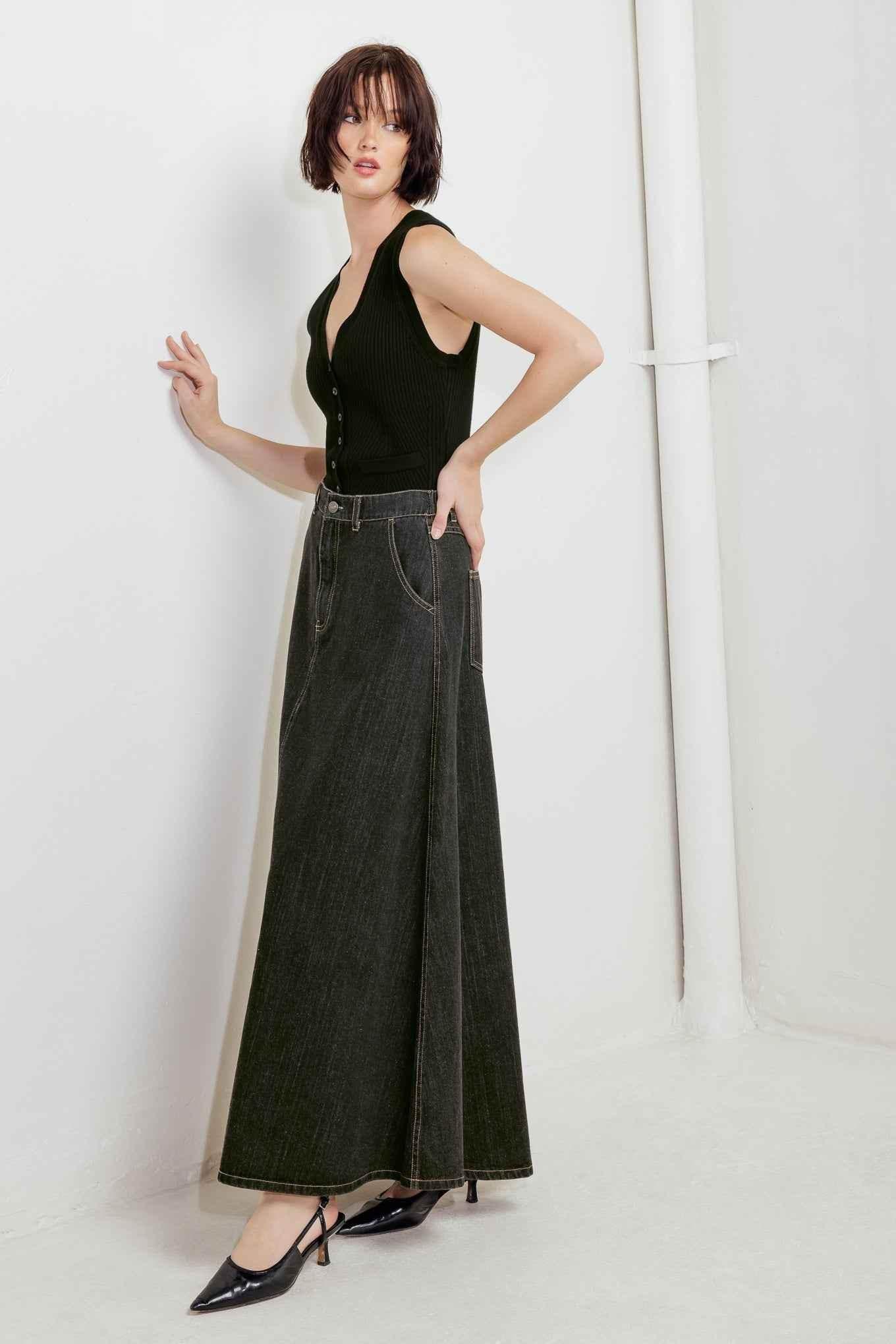 TRADING SECRETS DENIM SKIRT Skirts by Flying Tomato