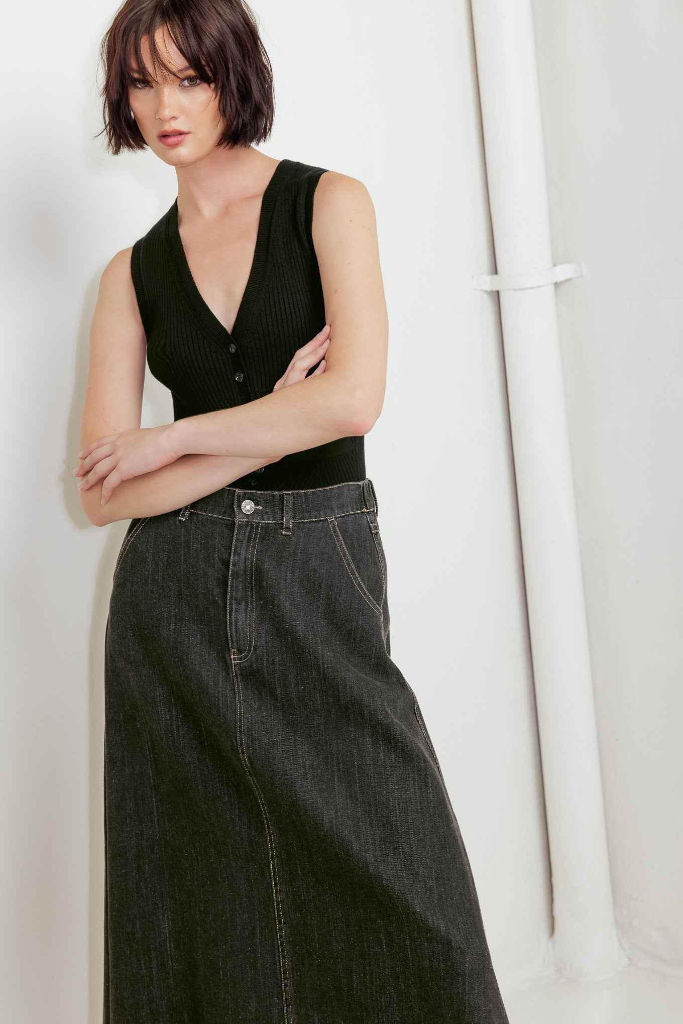 TRADING SECRETS DENIM SKIRT Skirts by Flying Tomato