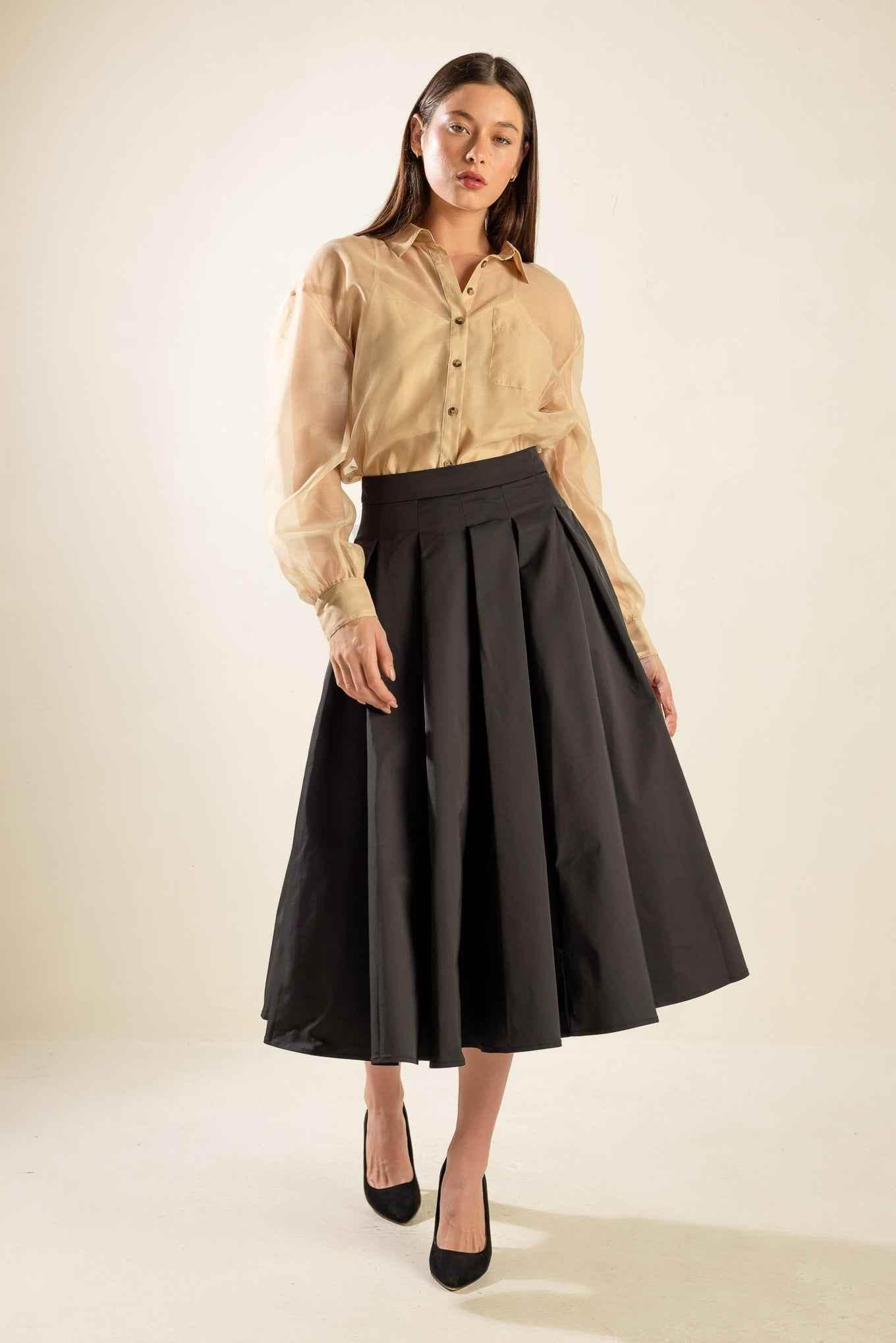DANCE WITH DESTINY WOVEN MIDI SKIRT SKIRTS by Flying Tomato