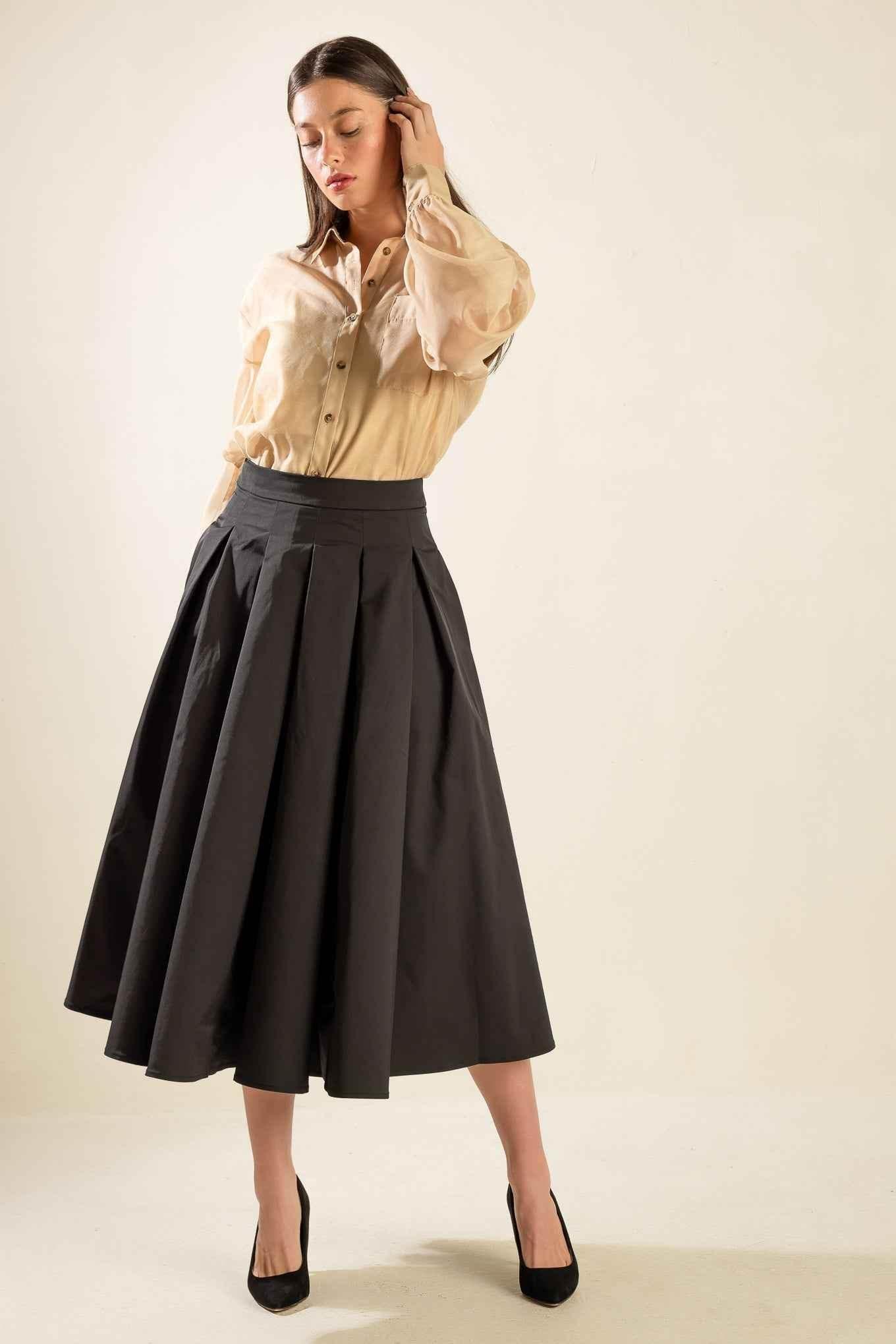 DANCE WITH DESTINY WOVEN MIDI SKIRT SKIRTS by Flying Tomato