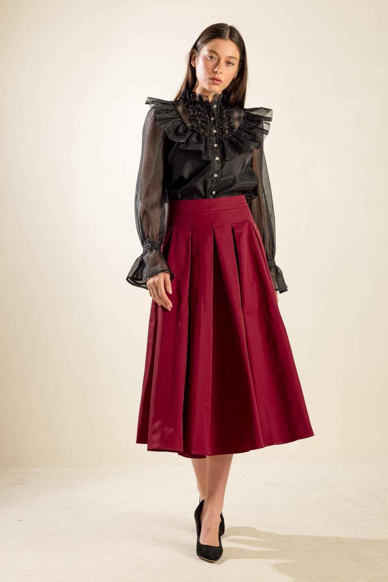 DANCE WITH DESTINY WOVEN MIDI SKIRT SKIRTS by Flying Tomato
