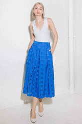 LIVE FOR US BLUE ORGANZA MIDI SKIRT SKIRTS by Flying Tomato