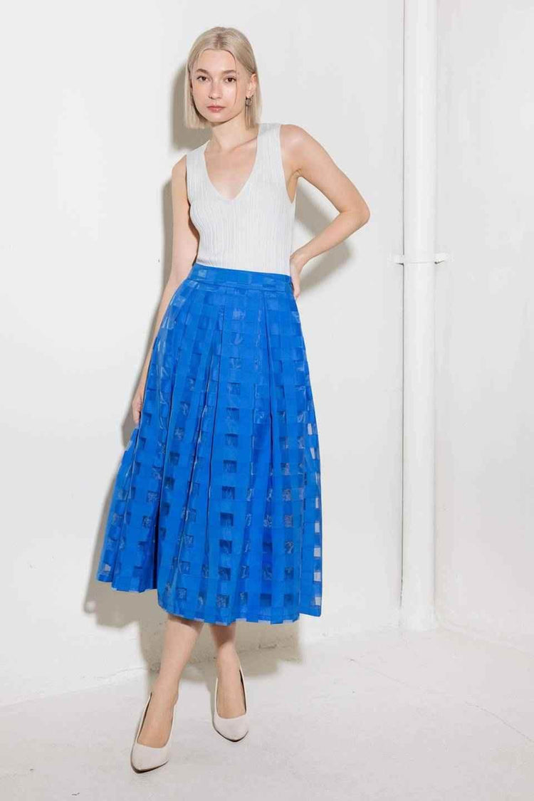 LIVE FOR US BLUE ORGANZA MIDI SKIRT SKIRTS by Flying Tomato