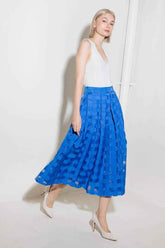 LIVE FOR US BLUE ORGANZA MIDI SKIRT SKIRTS by Flying Tomato
