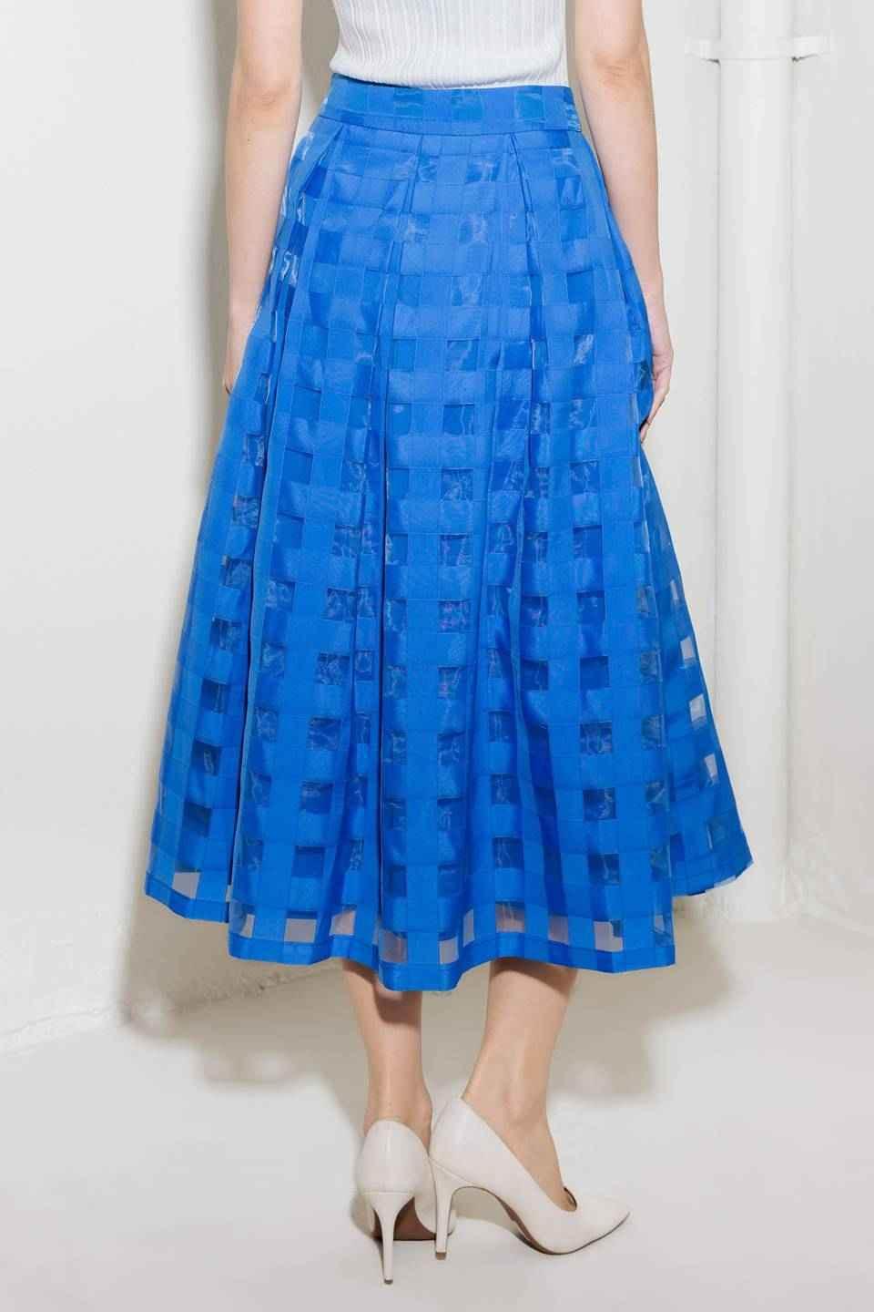 LIVE FOR US BLUE ORGANZA MIDI SKIRT SKIRTS by Flying Tomato