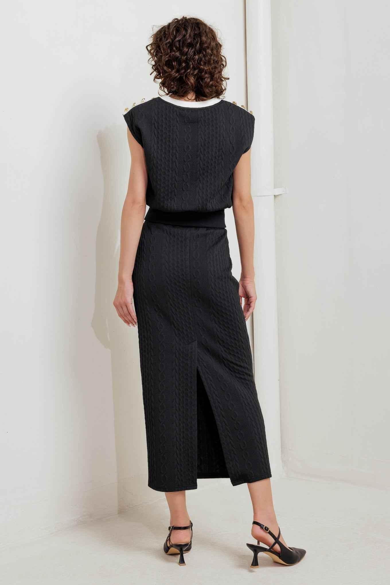 URBAN LUXE COMMAND KNIT MIDI SKIRT SKIRTS by Flying Tomato