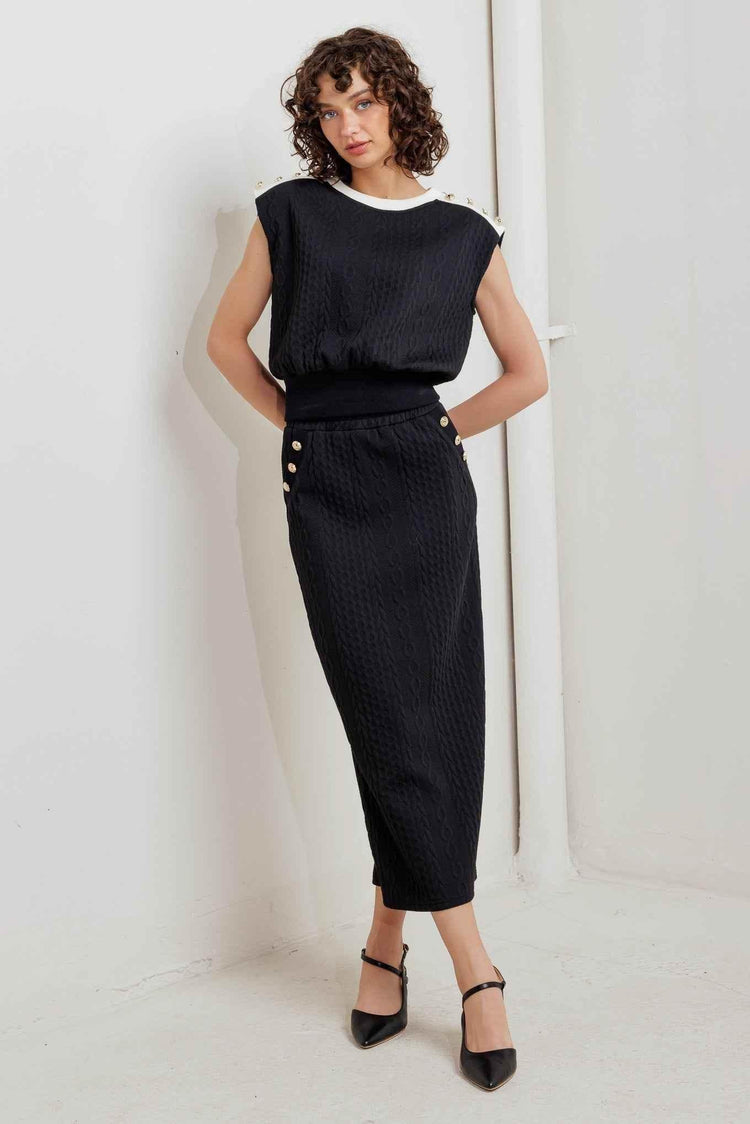URBAN LUXE COMMAND KNIT MIDI SKIRT SKIRTS by Flying Tomato