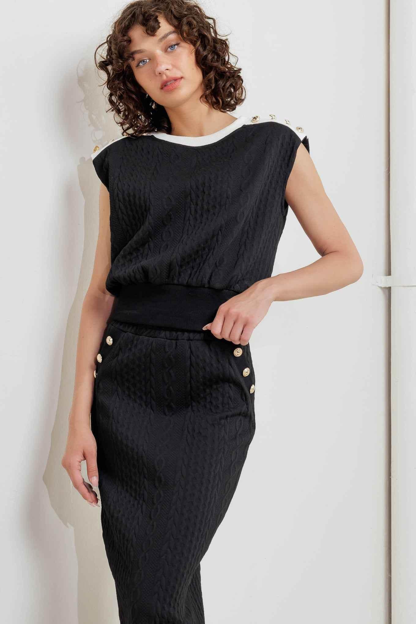 URBAN LUXE COMMAND KNIT MIDI SKIRT SKIRTS by Flying Tomato