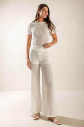 PRESENCE OF LOVE SEMI SHEER KNIT PANTS PANTS by Flying Tomato
