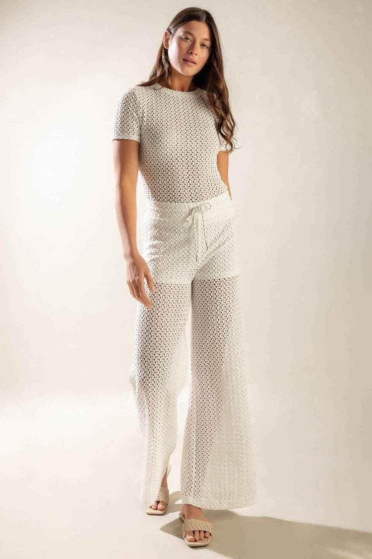 PRESENCE OF LOVE SEMI SHEER KNIT PANTS PANTS by Flying Tomato