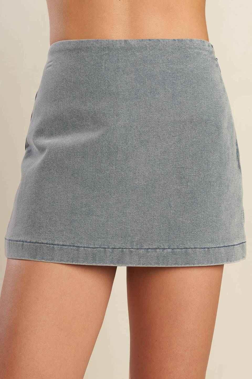 DAISY DATE DENIM SKORT SHORTS by Flying Tomato