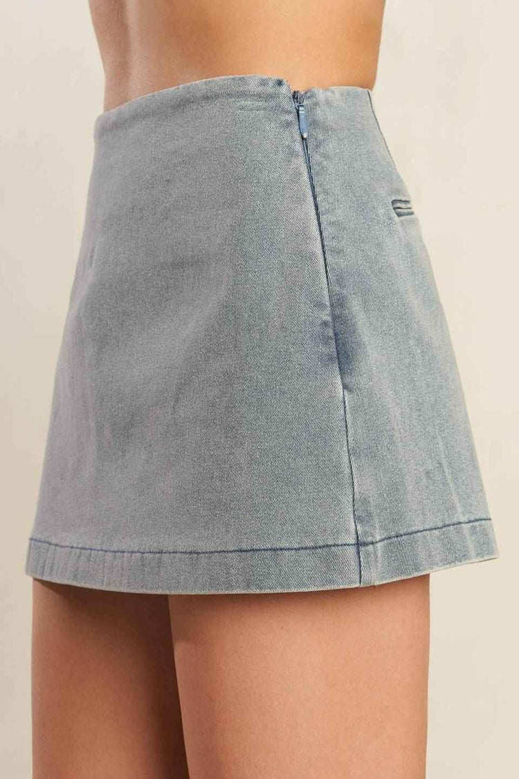 DAISY DATE DENIM SKORT SHORTS by Flying Tomato
