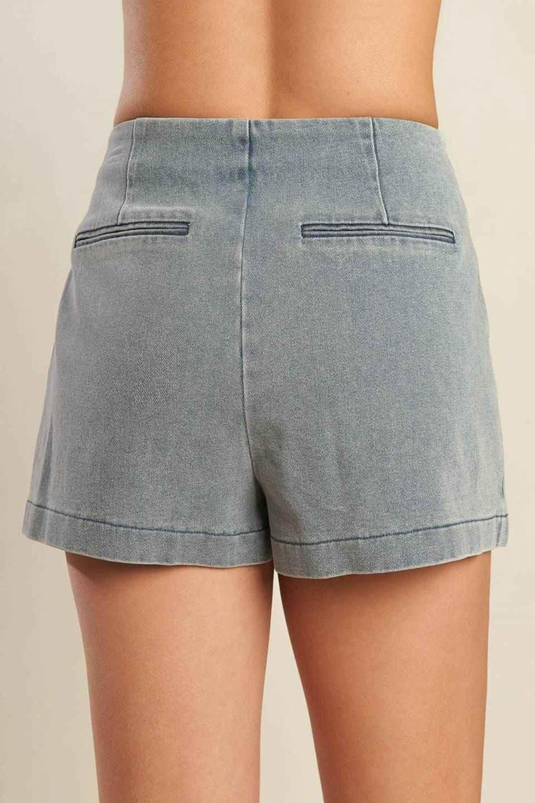 DAISY DATE DENIM SKORT SHORTS by Flying Tomato