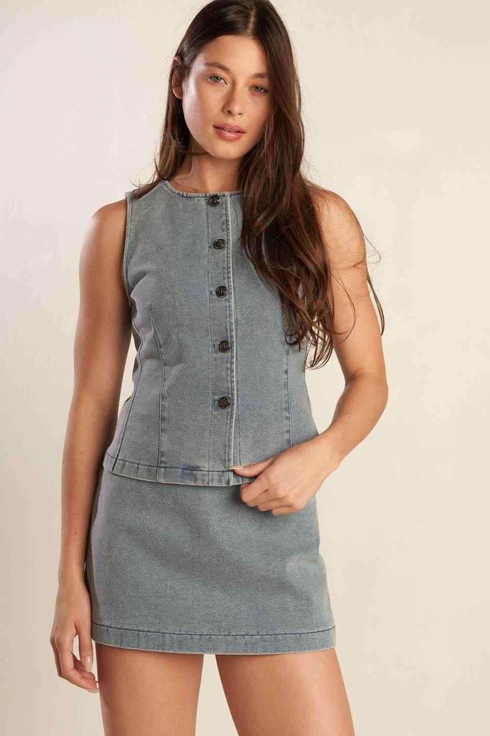 DAISY DATE DENIM SKORT SHORTS by Flying Tomato