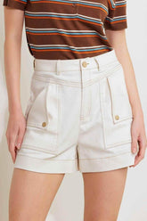 SIMPLY MINE CREAM WOVEN SHORT SHORTS by Flying Tomato