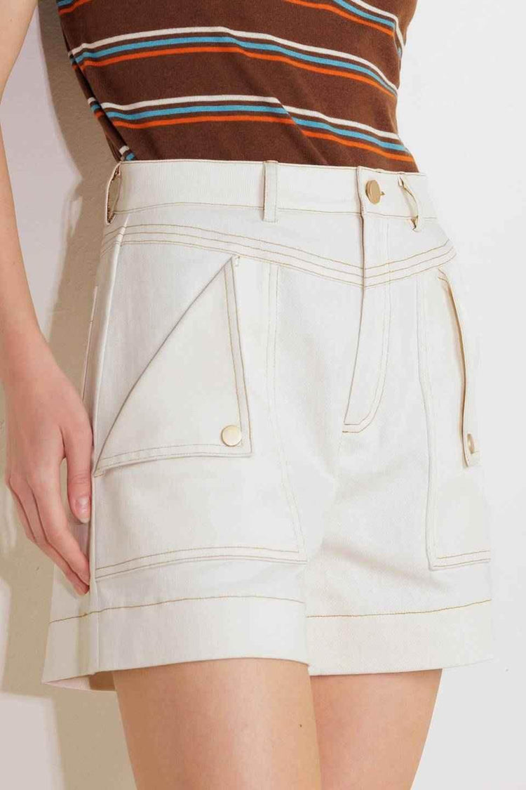 SIMPLY MINE CREAM WOVEN SHORT SHORTS by Flying Tomato