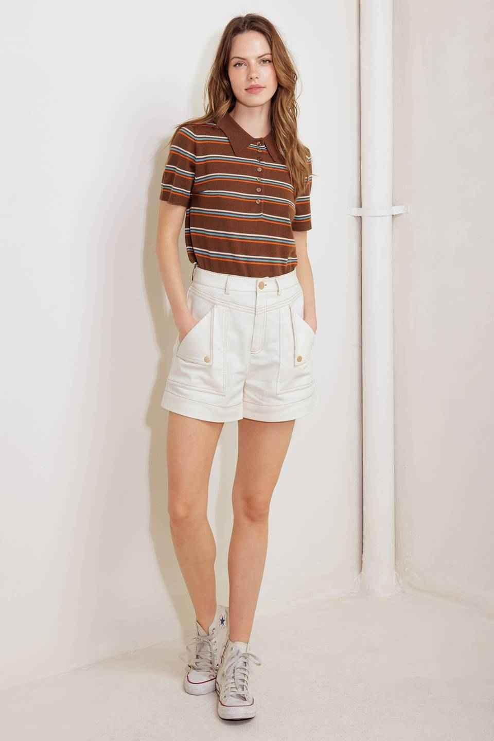 SIMPLY MINE CREAM WOVEN SHORT SHORTS by Flying Tomato