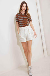 SIMPLY MINE CREAM WOVEN SHORT SHORTS by Flying Tomato