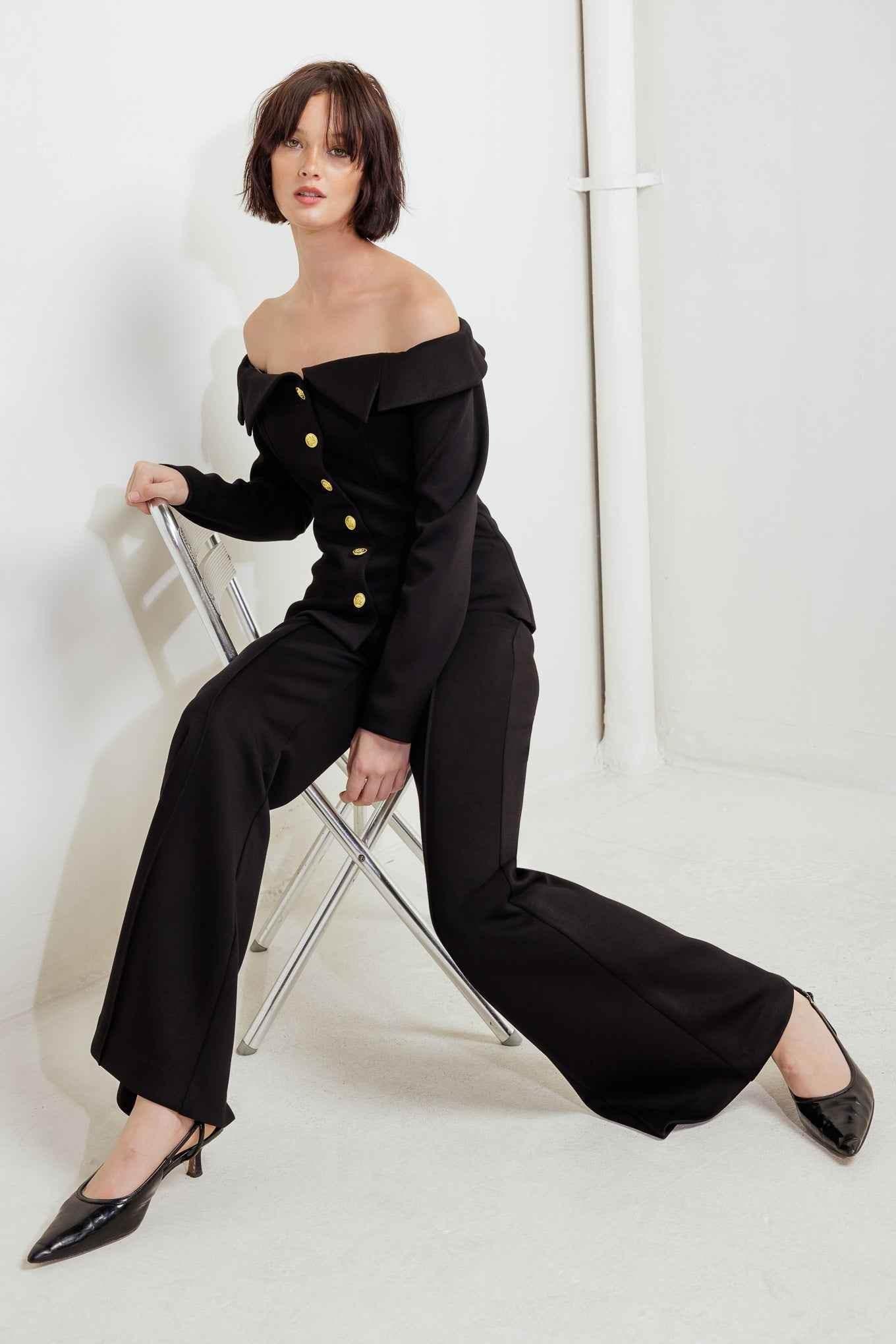 MODERN FLOW BLACK WOVEN PANTS PANTS by Flying Tomato