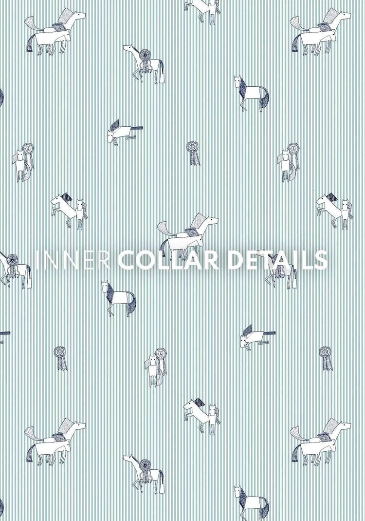 Stripes in Sky Blue Short Pleated Long Sleeve Show Shirt ESPOIR RIDER APPAREL by Espoir Equestrian