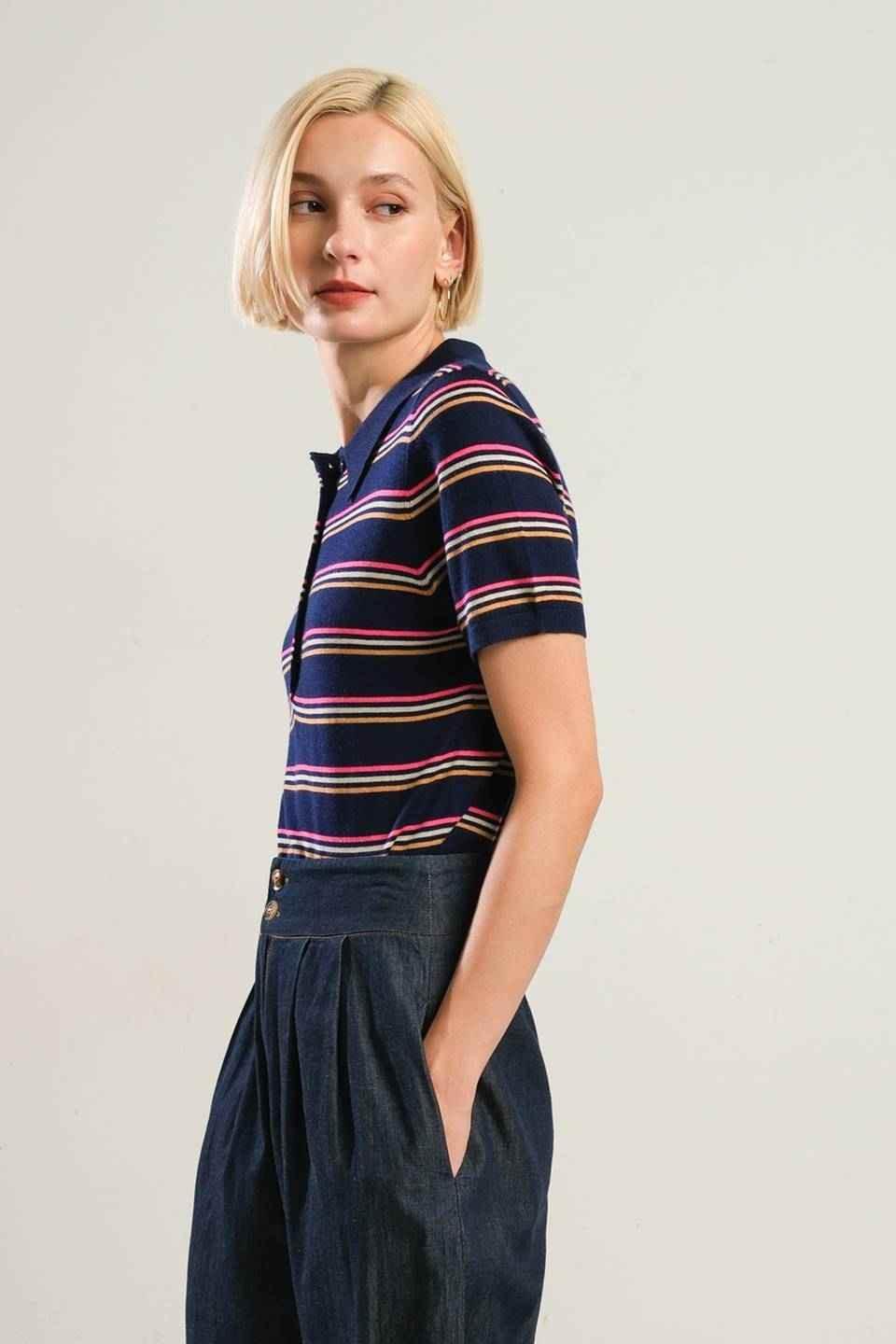 PRETTY IN PARADISE POLO TOP SWEATERS by Flying Tomato