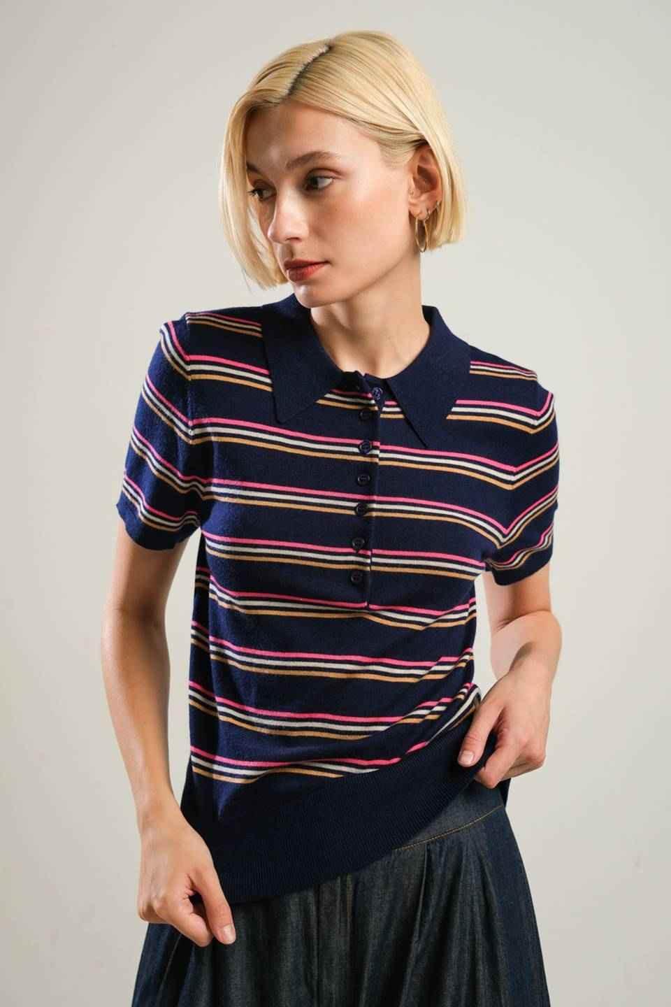 PRETTY IN PARADISE POLO TOP SWEATERS by Flying Tomato