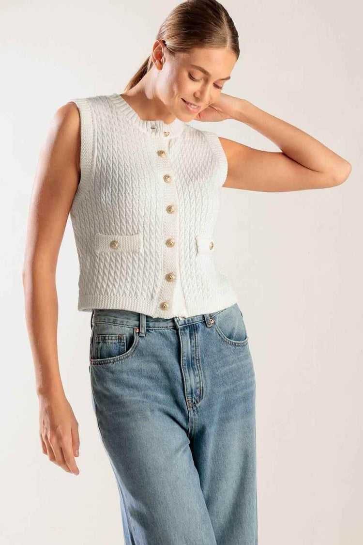 NOTHING LIKE IT WHITE KNIT VEST SWEATERS by Flying Tomato