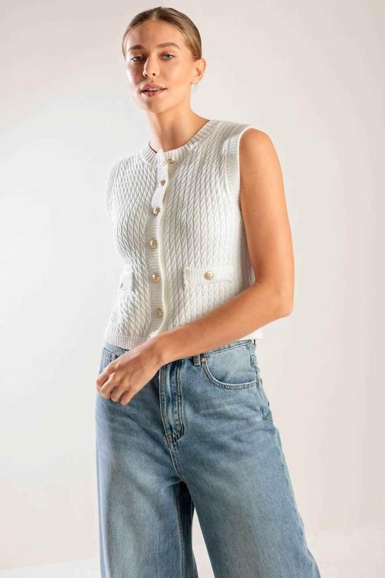 NOTHING LIKE IT WHITE KNIT VEST SWEATERS by Flying Tomato