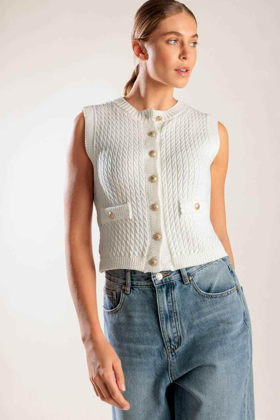 NOTHING LIKE IT WHITE KNIT VEST SWEATERS by Flying Tomato