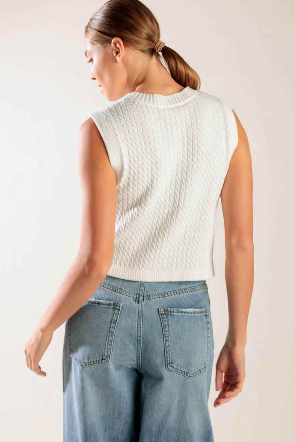 NOTHING LIKE IT WHITE KNIT VEST SWEATERS by Flying Tomato