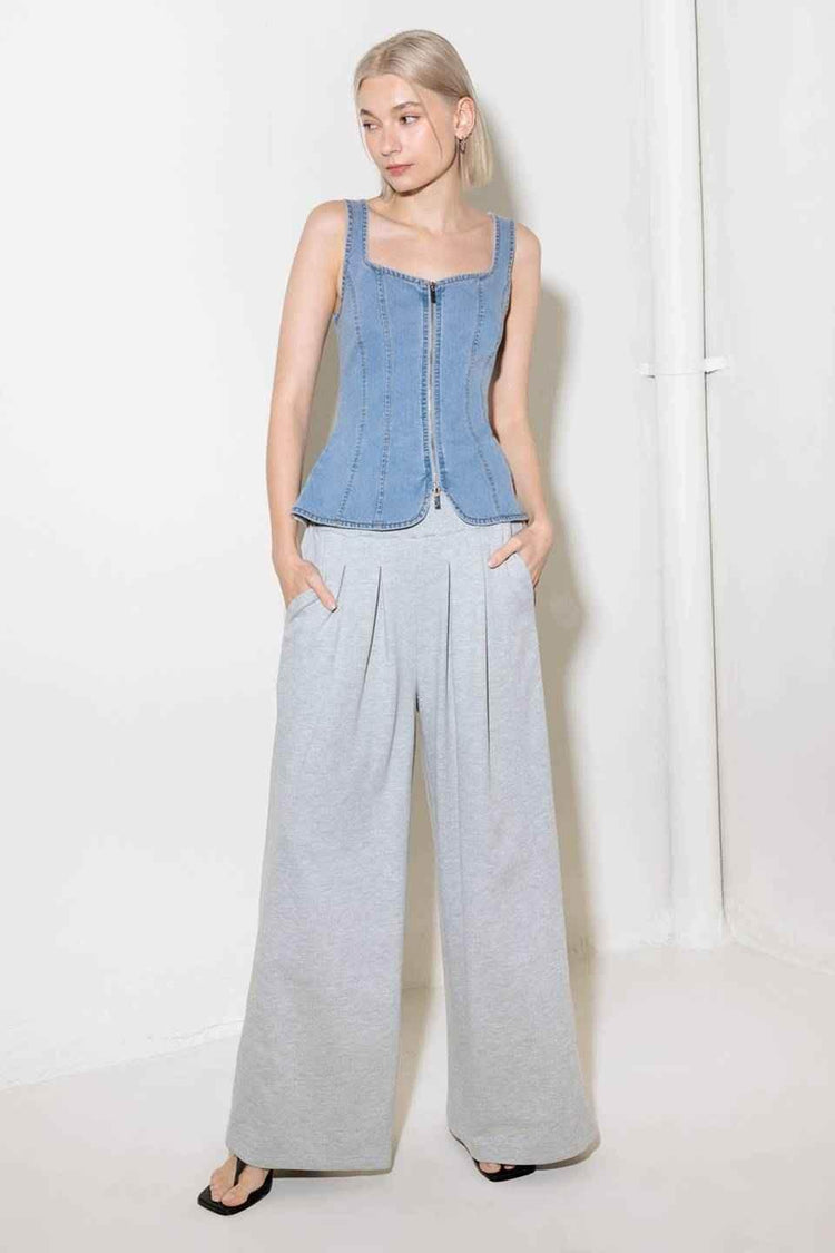 ALMOST ANGELIC LIGHT INDIGO DENIM TOP TOPS by Flying Tomato
