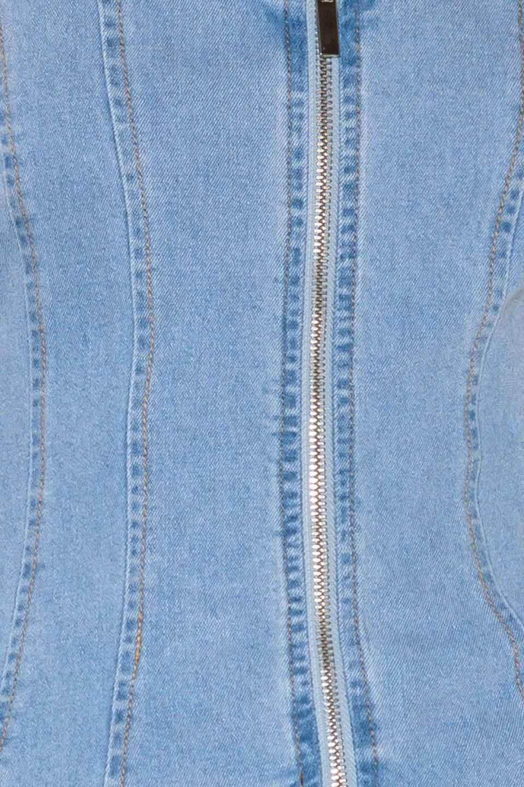 ALMOST ANGELIC LIGHT INDIGO DENIM TOP TOPS by Flying Tomato