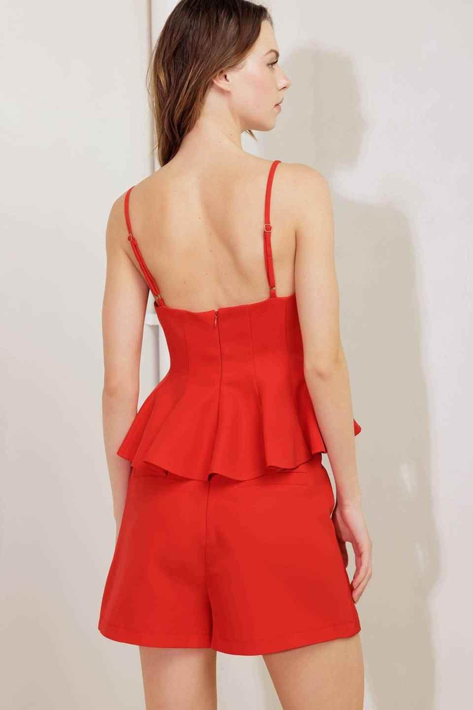 MELTED MARSHMALLOW RED WOVEN CAMI TOP TOPS by Flying Tomato