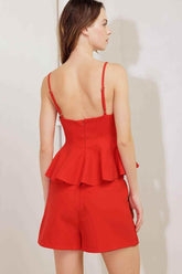 MELTED MARSHMALLOW RED WOVEN CAMI TOP TOPS by Flying Tomato
