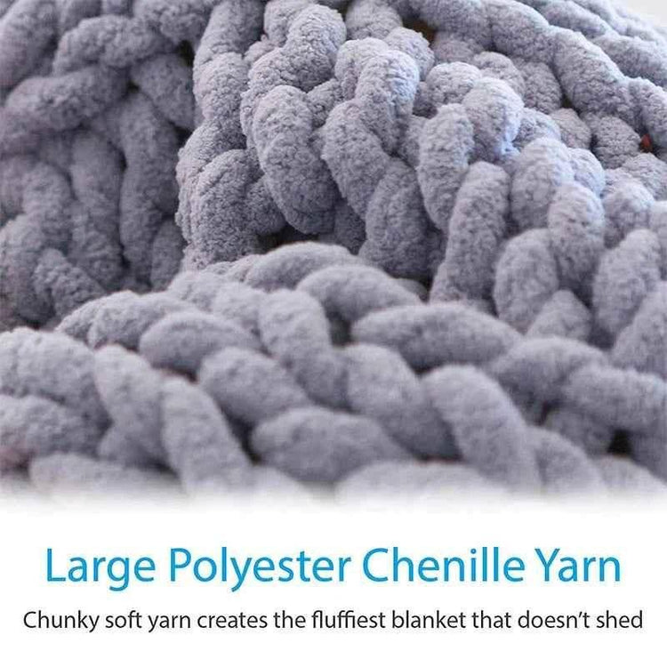 Hand Chunky Knitted Blanket Handmade Coarse Wool Woven Blanket Chenille Thick Blanket Sofa Blanket Photography Prop Blanket by DSERS