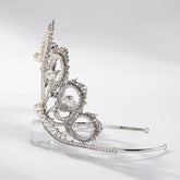 Luxury Miss Universe Crown Round Wedding Crystal Pearl Crowns Peacock Feather Tiaras Rhinestone Pageant Diadem CZ Coroa Novia Tiaras by DSERS